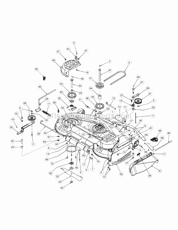 Formed Cutter Deck (618-04394 Spindle) Diagram and Parts List for M50-KHS 53BB5BBP750 Cub Cadet Sprayer